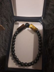 metallic pearl and tigers eye bracelet