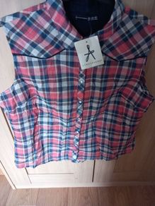 Ladies Check Sleeveless Shirt