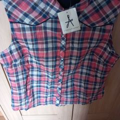 Ladies Check Sleeveless Shirt
