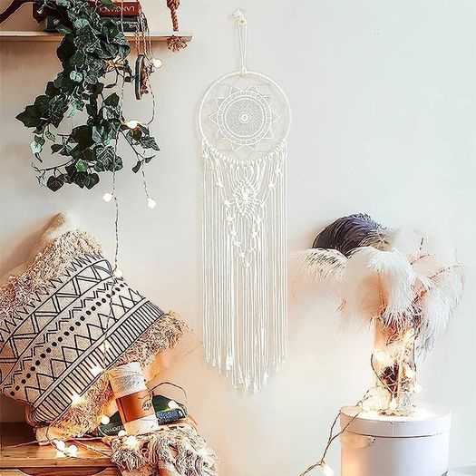 Dream Catcher, Woven Macrame Wall Hanging Boho Wall Decor Handmade Large Dreamcatcher Ornament Craft Gift