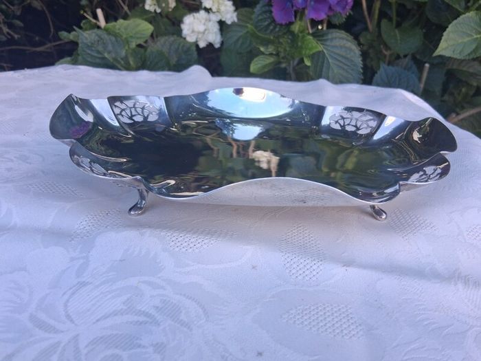 Viner's Quatrefoil Art Deco Footed Sterling Silver Dish(338 grams)