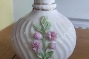 Vintage Belleek Ireland 7" Vase w/ Flowers &amp; Leaves Accents