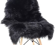 FREE EXPRESS SHIPPING faux fur soft fluffy single sheepskin stule Style Rug, Faux Fleece Chair Cover Seat Pad Soft Fluffy Shaggy Area Rugs For Bedroom Sofa Floor (60 X 90 CM Black)