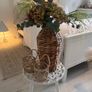 Seagrass vase with greenery & 2  beaded hurricane lamps Image 4