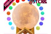 Moon Lamp with 16 Colors LED Night Light with Stand Time Setting Touch with Remote Control and USB Rechargeable 3D Printing Moon Light Lamps for Gifts (FREE POSTAGE)