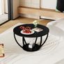 Round Coffee Table,Wooden 2-Tier Circle Coffee Tables with Storage Shelves,Accent Center Table for Living Room, Sofa Table for Home Office, Black Image 6