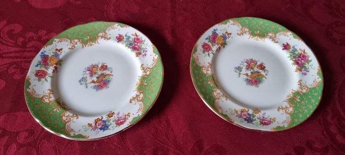 For Collectors Antique 3 Piece Paragon Rockingham Bone China Gold Gilt Cabinet Eared Cake Plate And Bread And Butter Set Made In England