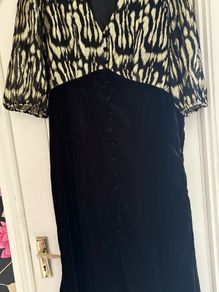 Black velvet dress, with gold shimmer bodice.