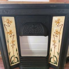 Cast Iron Fireplace Insert with Tubeline Tiles