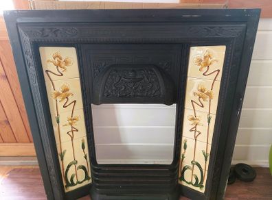 Cast Iron Fireplace Insert with Tubeline Tiles