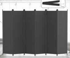 6 Panel Room Divider, 6FT Tall Folding Privacy Screen Wall Dividers, Portable Privacy Screen Freestanding Room Divider for Room Separation, Included - Cover Strips, Grey, W 305 x H 183 cm