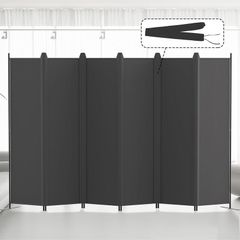 6 Panel Room Divider, 6FT Tall Folding Privacy Screen Wall Dividers, Portable Privacy Screen Freestanding Room Divider for Room Separation, Included - Cover Strips, Grey, W 305 x H 183 cm