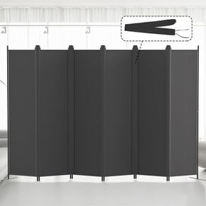 6 Panel Room Divider, 6FT Tall Folding Privacy Screen Wall Dividers, Portable Privacy Screen Freestanding Room Divider for Room Separation, Included - Cover Strips, Grey, W 305 x H 183 cm