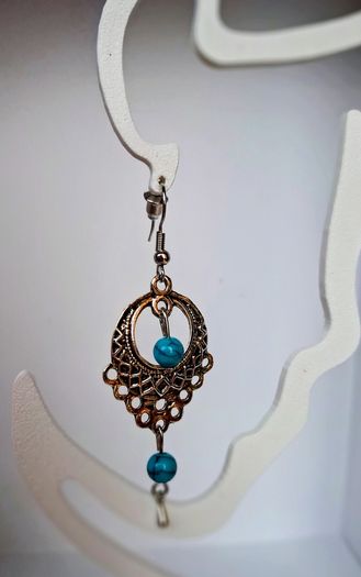 Boho Filigree Turquoise Bead Earrings