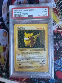 Pikachu 1999 Black Star League Promo PSA 9