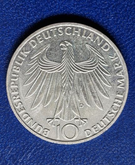 1972 Germany D 10 Mark Olympic Games Munich Silver coin