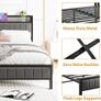 King Size Bed Frame with Storage Upholstered Headboard Shelf,5ft Metal King Bed Frame with Storage Image 7