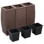 Garden Raised Beds 3 pcs Poly Rattan Brown Image 2
