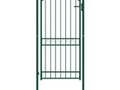 Fence Gate with Arched Top Steel 100x200 cm Green