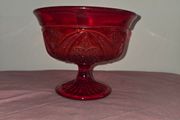 Early American Pattern Glass Ruby Red Footed Bowl