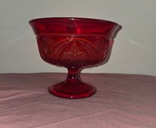 Early American Pattern Glass Ruby Red Footed Bowl