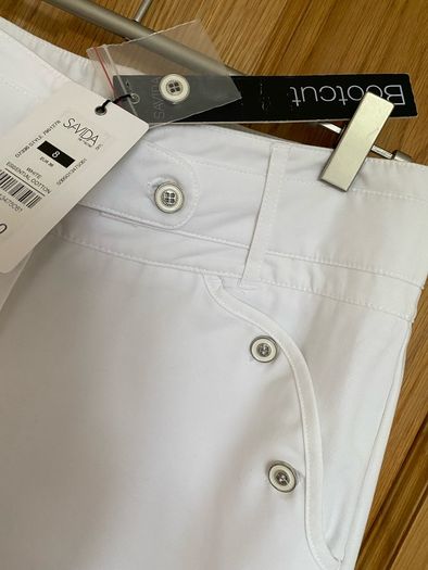 Brand new White Cotton Elegant Trousers by SAVIDA | Size UK 8 / EUR 36