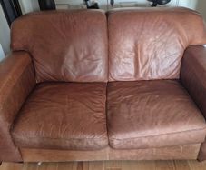 Two x 2 seater brown leather sofas for free