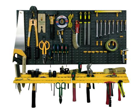 BRAND NEW Panels/shelves for tools in set of assorted plastic hooks
