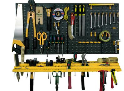 BRAND NEW Panels/shelves for tools in set of assorted plastic hooks