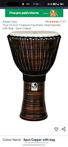 Toca 14-Inch Freestyle II Synthetic Head Djembe with Bag