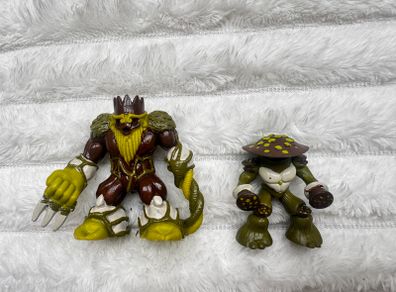 Gormiti Forest People Barbatus The Lord Of The Forests and Sporius the Terrible 2nd Series approx. 6 and 4 cm.  Please see photos