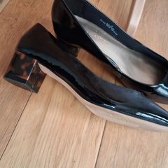 Lovely Black Patent Low Heeled Shoes