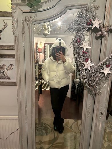 Gaelle White Puffer Jacket, IT 44 with tags.