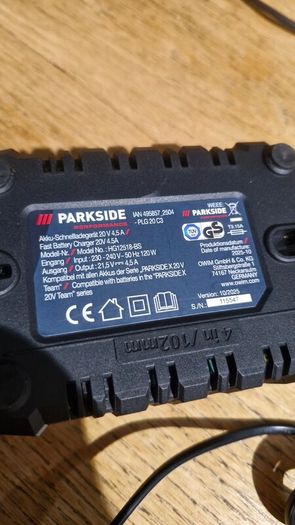 Parkside 4.5A 20V battery charger