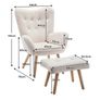 Armchair with Footstool Comfy Velvet Armchair Living Room Reading Chair Bedroom Accent Chairs Lounge Relax Arm Chair, Beige Image 3