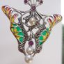 Sterling silver real ruby plique a jour enamel pendant Image 8