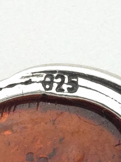 Vintage 925 Sterling Silver Natural Baltic Amber Charm