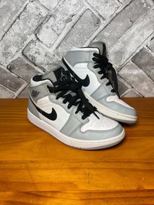 NikeAir Jordan 1 Mid Light Smoke Grey White Ladies/Boys UK4.5 EUR37.5
