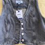 New Look Grey Crop Denim Waistcoat Size 10 UK Image 3