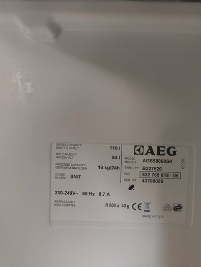 Aeg Built In Integrated Freezer