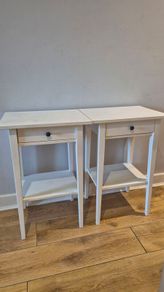 Pair of IKEA HEMNES Bedside Tables White Stain (Solid Pine Wood)