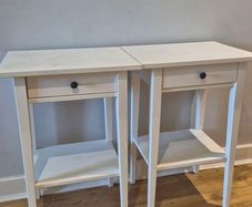 Pair of IKEA HEMNES Bedside Tables White Stain (Solid Pine Wood)