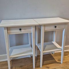 Pair of IKEA HEMNES Bedside Tables White Stain (Solid Pine Wood)