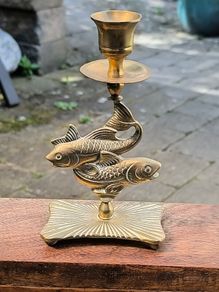 Brass fish candle stick