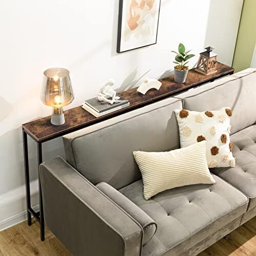 Console Table, 180 CM Narrow Long Sofa Table, Entryway Table, Industrial Sofa Table, Side Table, for Hallway, Living Room, Sturdy and Stable, Easy to Assemble, Rustic Brown