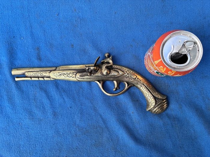 Vintage solid brass wall hanging pistol
