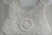 Vintage White Textile Summer/Holiday/Beach Shoulder Bag.