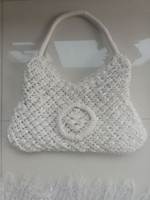 Vintage White Textile Summer/Holiday/Beach Shoulder Bag.