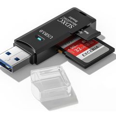USB 3.0 Card Reader, SD Card Reader External Memory Card Adapter High-speed SD Card Reader 2-in-1 Supports SD/TF/SDHC/SDXC/MMC, Compatible with Windows,OS