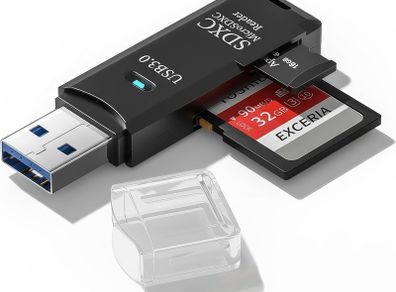 USB 3.0 Card Reader, SD Card Reader External Memory Card Adapter High-speed SD Card Reader 2-in-1 Supports SD/TF/SDHC/SDXC/MMC, Compatible with Windows,OS